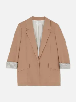 Blazer Ajusté à Effet Bord à Bord