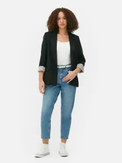 Blazer Ajusté à Effet Bord à Bord
