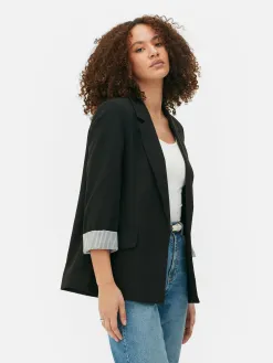Blazer Ajusté à Effet Bord à Bord