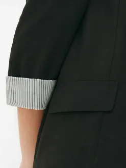 Blazer Ajusté à Effet Bord à Bord