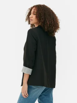 Blazer Ajusté à Effet Bord à Bord