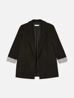 Blazer Ajusté à Effet Bord à Bord