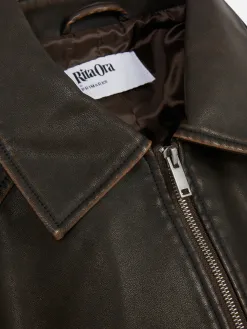 Blouson Bomber En Simili Cuir à Effet Vieilli Rita Ora