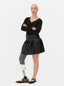 Body Façon T-shirt Boutonné à Manches Longues