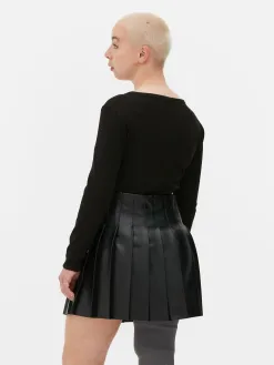 Body Façon T-shirt Boutonné à Manches Longues