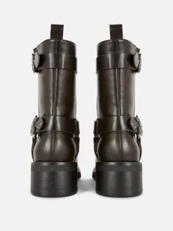 Bottes De Motard En Simili Cuir