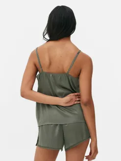 Caraco De Pyjama En Satin Et Dentelle à Coordonner