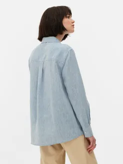 Chemise En Chambray à Manches Longues