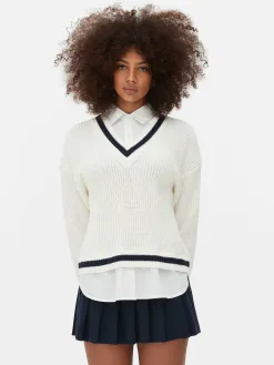 Chemise Et Pull Deux-en-un De Style Universitaire