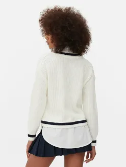 Chemise Et Pull Deux-en-un De Style Universitaire