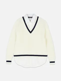 Chemise Et Pull Deux-en-un De Style Universitaire