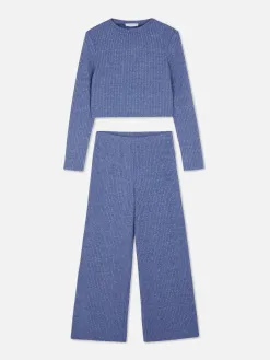 Ensemble Haut Côtelé à Manches Longues Et Legging