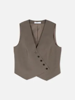 Gilet De Costume Asymétrique Boutonné Sur Le Devant