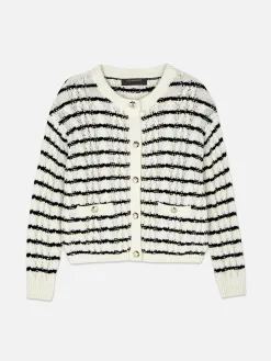 Gilet Rayé En Maille Torsadée