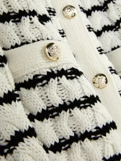 Gilet Rayé En Maille Torsadée