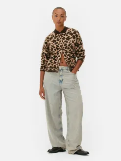 Gilet Style Blouson Bomber à Motif Léopard