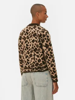 Gilet Style Blouson Bomber à Motif Léopard