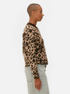 Gilet Style Blouson Bomber à Motif Léopard