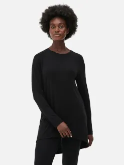 Haut à Manches Longues Et à Ourlet Arrondi