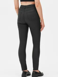 Jean Skinny Enduit à Taille Haute