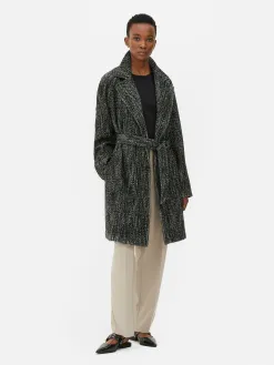 Manteau à Chevrons Avec Ceinture