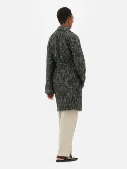 Manteau à Chevrons Avec Ceinture