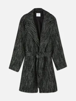 Manteau à Chevrons Avec Ceinture