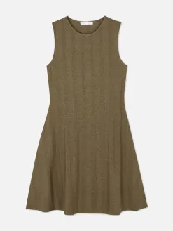 Mini Robe Côtelée Sans Manches