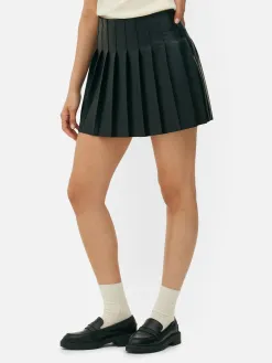 Mini-jupe Plissée En Simili Cuir