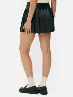 Mini-jupe Plissée En Simili Cuir