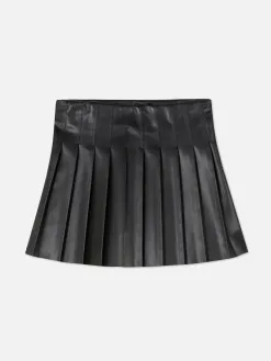 Mini-jupe Plissée En Simili Cuir