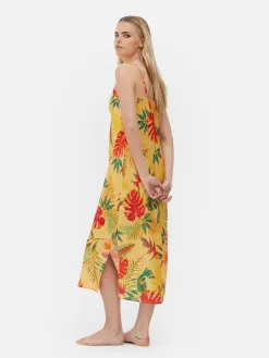 Nuisette En Satin à Imprimé Tropical