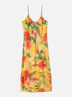 Nuisette En Satin à Imprimé Tropical