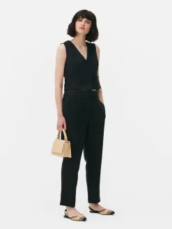 Pantalon Taille Haute Surpiqué
