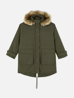 Parka à Capuche En Fausse Fourrure