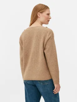 Pull à Encolure Bateau Et à épaules Boutonnées
