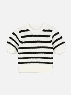 Pull à Rayures Et Manches Bouffantes