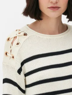 Pull à Rayures Et épaules En Treillage