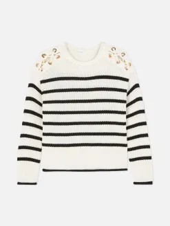 Pull à Rayures Et épaules En Treillage