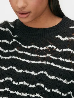 Pull En Maille Ajourée à Col Ras-du-cou