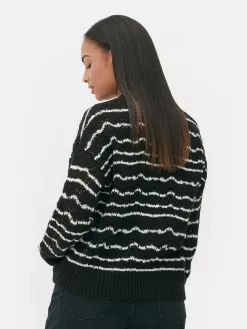 Pull En Maille Ajourée à Col Ras-du-cou