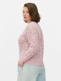 Pull En Maille Ajourée à Col Ras-du-cou