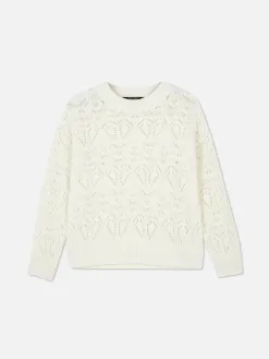 Pull En Maille Ajourée à Col Ras-du-cou