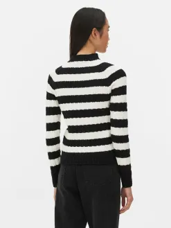 Pull En Maille Torsadée à Col Montant