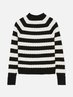 Pull En Maille Torsadée à Col Montant