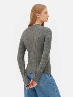 Pull En Maille Torsadée à Col Montant