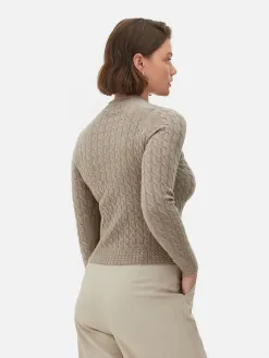 Pull En Maille Torsadée à Col Montant