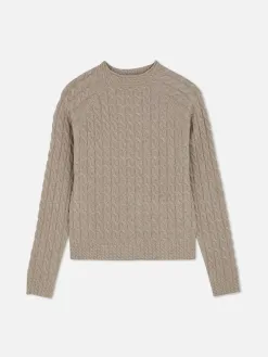 Pull En Maille Torsadée à Col Montant