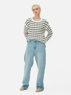Pull En Maille Torsadée à Rayures