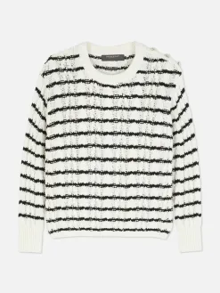 Pull En Maille Torsadée à Rayures